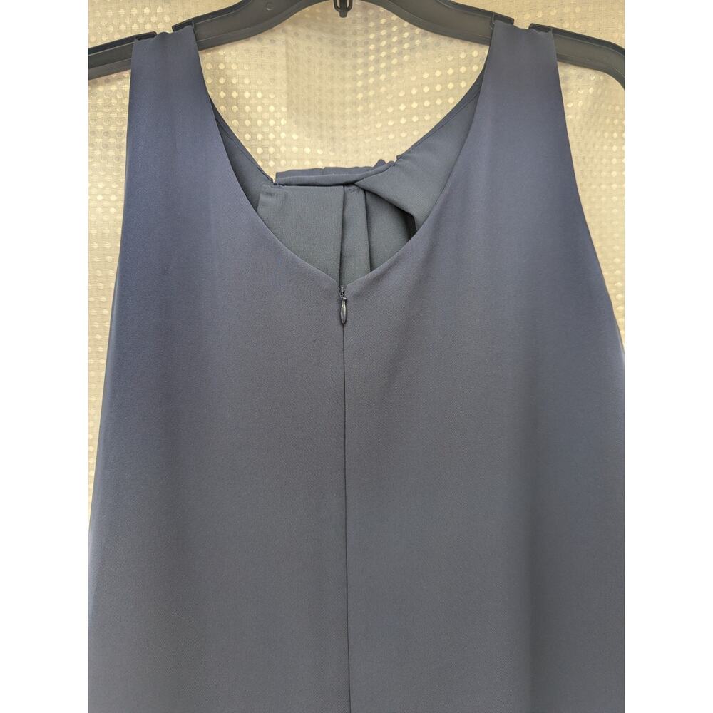 Emporio Armani Navy Blue Sleeveless Shift Dress Pleated Front,Size Cut Off, 12 - Picture 2 of 14